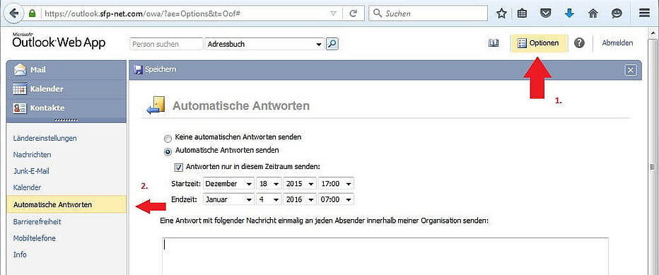 Einstellung bei Abwesenheit