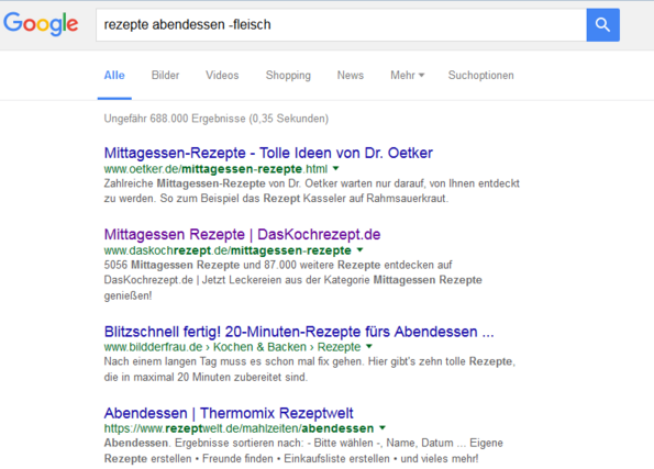 Ohne ein Wort suchen
