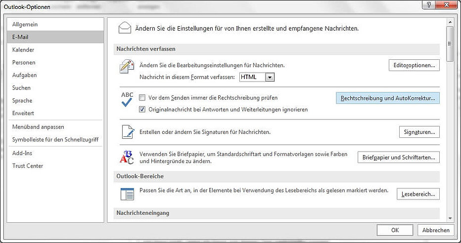 Outlook Autokorrektur
