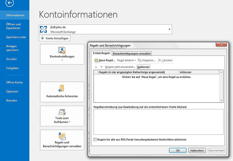 Regeln in Outlook verwalten