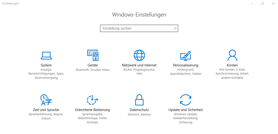 Öffnen des Einstellungsmenüs
