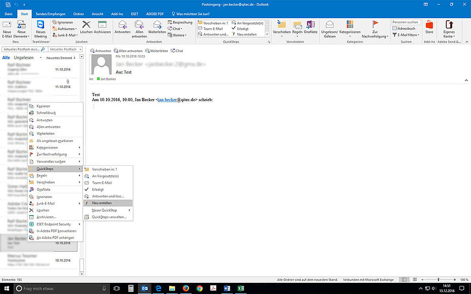 Quicksteps in Outlook