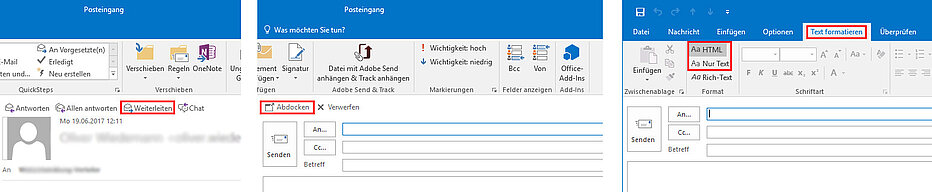 Anleitung: E-Mail-Format von Rich Text auf Nur Text und HTML
