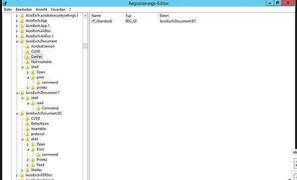 Registrierungs-Editor CurVer