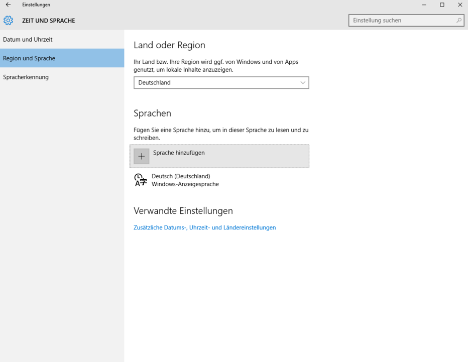 Systemsprache hinzufügen