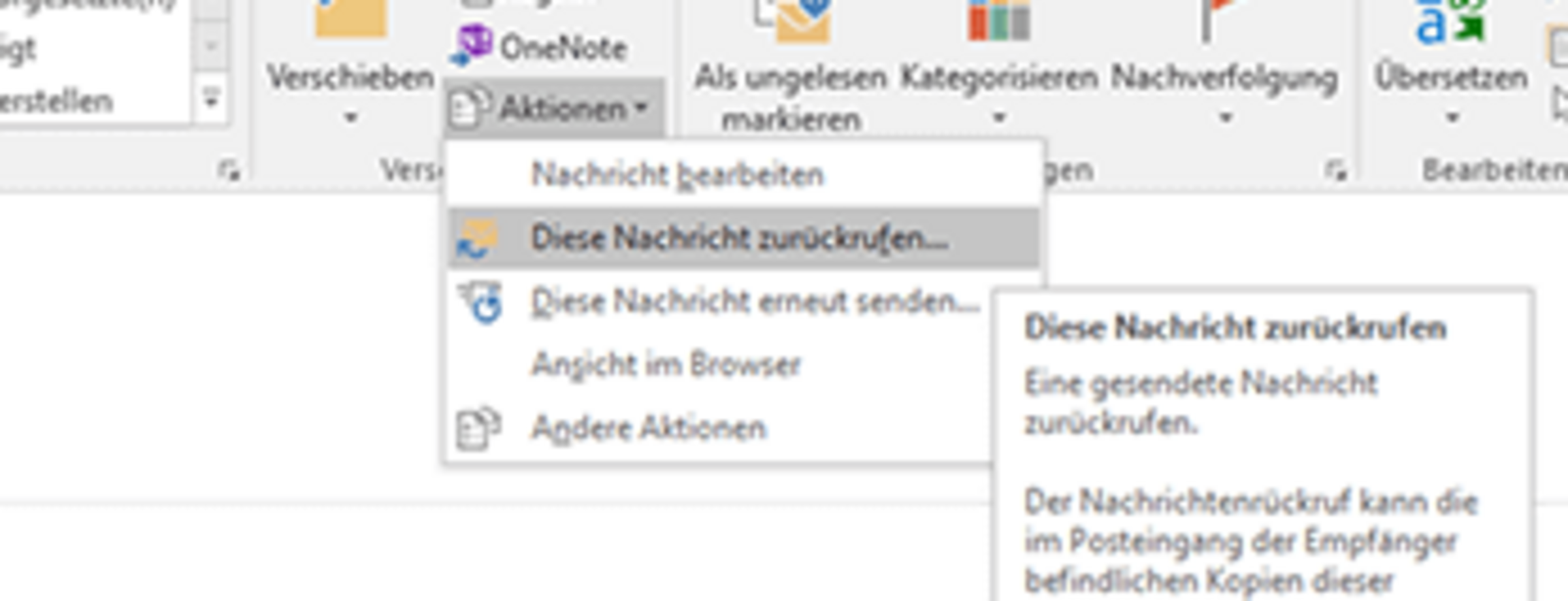 E-Mail in Microsoft Outlook zurückrufen Diese Nachricht zurückrufen