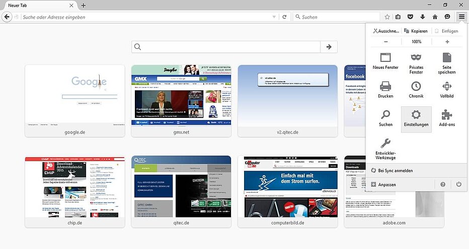 Einstellungen Firefox