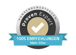 ProvenExpert Bewertungssiegel: 100% Empfehlungen