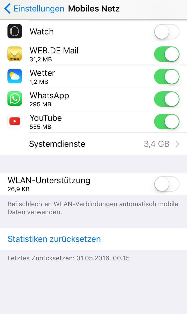 Apple iOS WLAN Unterstützung aus