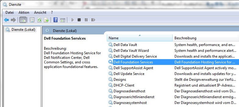 Dell Foundation Services in Windows Dienste